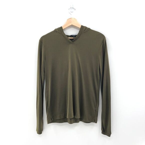 ‎THEORY Easy Ribbed V-Neck Hoodie Pettit - Picture 1 of 7